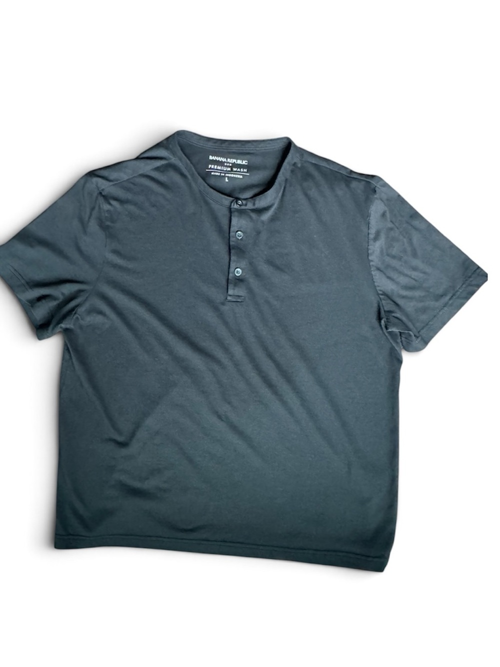 Banana Republic Men's Short Sleeve Henley - Teal Blue
